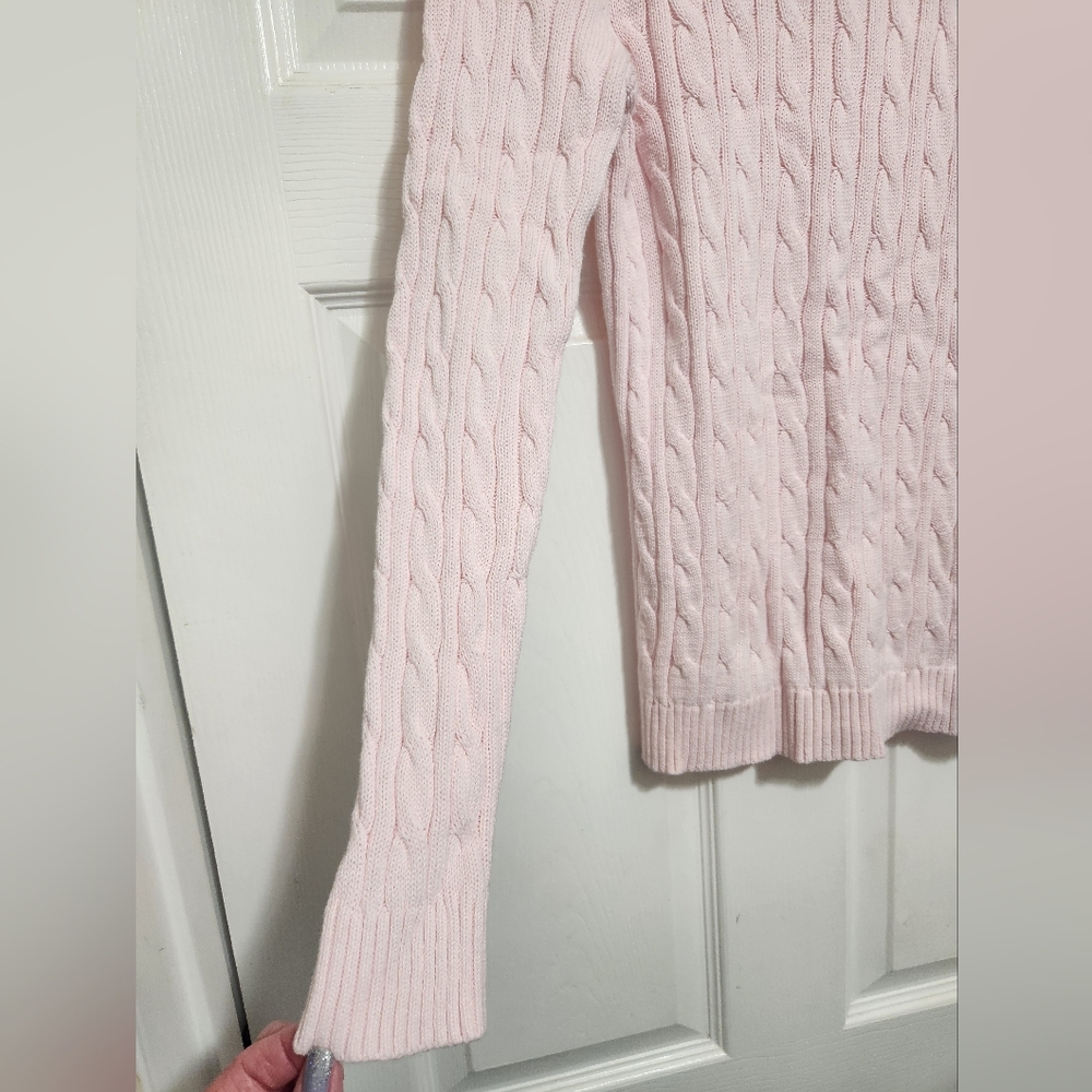 Croft & Barrow Cabled Crew Neck Sweater Pink Small - Picture 4 of 7